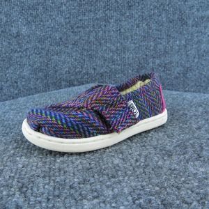 TOMS Girls‎ Slip-On Shoes Multicolor Fabric Hook & Loop Size T 5 Medium